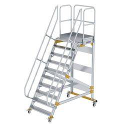 Aluminium-Plattformtreppe fahrbar 60° 10 Stufen<br>300750