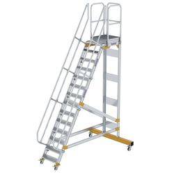 Aluminium-Plattformtreppe fahrbar 60° 14 Stufen<br>300714