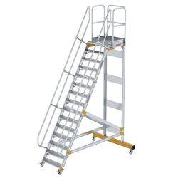 Aluminium-Plattformtreppe fahrbar 60° 15 Stufen<br>300735