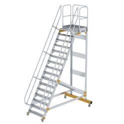Aluminium-Plattformtreppe fahrbar 60° 16 Stufen<br>300756