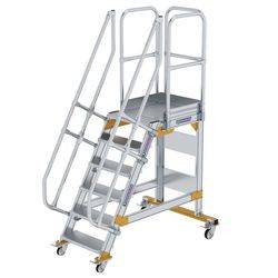 Aluminium-Plattformtreppe fahrbar 60° 6 Stufen<br>300706