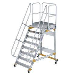 Aluminium-Plattformtreppe fahrbar 60° 8 Stufen<br>300748