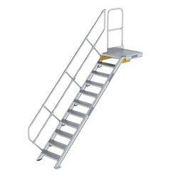 Treppe mit Plattform 45° Stufenbreite 600 mm 11 Stufen Aluminium geriffelt