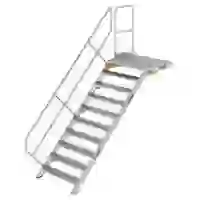 Treppe mit Plattform 45° Stufenbreite 1000 mm 10 Stufen Aluminium geriffelt Treppe mit Plattform 45° Stufenbreite 1000 mm 10 Stufen Aluminium geriffelt
