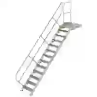 Treppe mit Plattform 45° Stufenbreite 600 mm 13 Stufen Aluminium geriffelt Treppe mit Plattform 45° Stufenbreite 600 mm 13 Stufen Aluminium geriffelt
