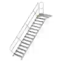Treppe mit Plattform 45° Stufenbreite 1000 mm 15 Stufen Aluminium geriffelt Treppe mit Plattform 45° Stufenbreite 1000 mm 15 Stufen Aluminium geriffelt