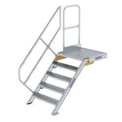 Treppe mit Plattform 45° Stufenbreite 800 mm 5 Stufen Aluminium geriffelt