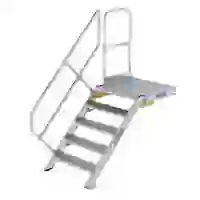 Treppe mit Plattform 45° Stufenbreite 800 mm 5 Stufen Aluminium geriffelt Treppe mit Plattform 45° Stufenbreite 800 mm 5 Stufen Aluminium geriffelt
