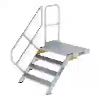 Treppe mit Plattform 45° Stufenbreite 1000 mm 4 Stufen Aluminium geriffelt Treppe mit Plattform 45° Stufenbreite 1000 mm 4 Stufen Aluminium geriffelt