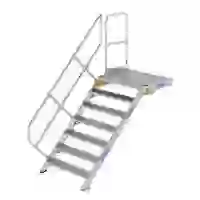 Treppe mit Plattform 45° Stufenbreite 1000 mm 7 Stufen Aluminium geriffelt Treppe mit Plattform 45° Stufenbreite 1000 mm 7 Stufen Aluminium geriffelt
