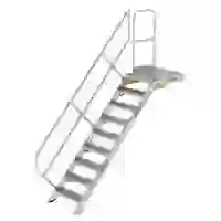 Treppe mit Plattform 45° Stufenbreite 600 mm 9 Stufen Aluminium geriffelt Treppe mit Plattform 45° Stufenbreite 600 mm 9 Stufen Aluminium geriffelt