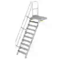Treppe mit Plattform 60° Stufenbreite 800 mm 10 Stufen Aluminium geriffelt Treppe mit Plattform 60° Stufenbreite 800 mm 10 Stufen Aluminium geriffelt