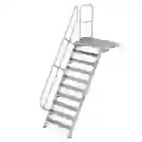 Treppe mit Plattform 60° Stufenbreite 1000 mm 10 Stufen Aluminium geriffelt Treppe mit Plattform 60° Stufenbreite 1000 mm 10 Stufen Aluminium geriffelt