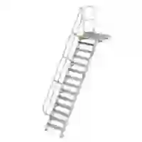 Treppe mit Plattform 60° Stufenbreite 800 mm 14 Stufen Aluminium geriffelt Treppe mit Plattform 60° Stufenbreite 800 mm 14 Stufen Aluminium geriffelt