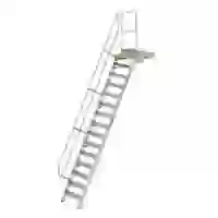 Treppe mit Plattform 60° Stufenbreite 600 mm 15 Stufen Aluminium geriffelt Treppe mit Plattform 60° Stufenbreite 600 mm 15 Stufen Aluminium geriffelt