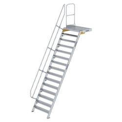 Treppe mit Plattform 60° Stufenbreite 1000 mm 15 Stufen Aluminium geriffelt