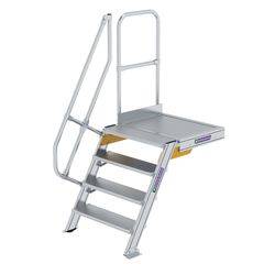 Treppe mit Plattform 60° Stufenbreite 800 mm 4 Stufen Aluminium geriffelt