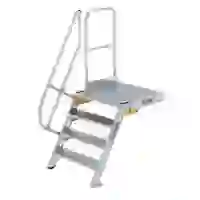 Treppe mit Plattform 60° Stufenbreite 800 mm 4 Stufen Aluminium geriffelt Treppe mit Plattform 60° Stufenbreite 800 mm 4 Stufen Aluminium geriffelt
