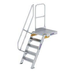 Treppe mit Plattform 60° Stufenbreite 600 mm 5 Stufen Aluminium geriffelt