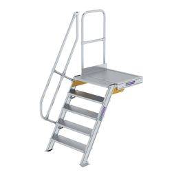 Treppe mit Plattform 60° Stufenbreite 800 mm 5 Stufen Aluminium geriffelt