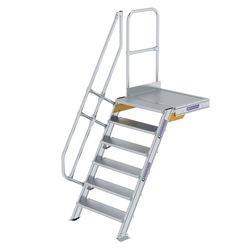 Treppe mit Plattform 60° Stufenbreite 800 mm 6 Stufen Aluminium geriffelt