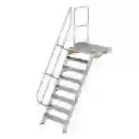 Treppe mit Plattform 60° Stufenbreite 800 mm 8 Stufen Aluminium geriffelt Treppe mit Plattform 60° Stufenbreite 800 mm 8 Stufen Aluminium geriffelt