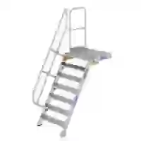 Treppe mit Plattform 60° Stufenbreite 800 mm 7 Stufen Aluminium geriffelt Treppe mit Plattform 60° Stufenbreite 800 mm 7 Stufen Aluminium geriffelt