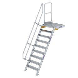 Treppe mit Plattform 60° Stufenbreite 800 mm 9 Stufen Aluminium geriffelt