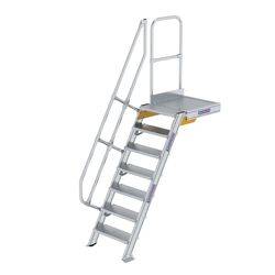 Treppe mit Plattform 60° Stufenbreite 600 mm 7 Stufen Aluminium geriffelt