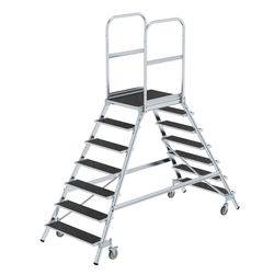 Podesttreppe beids. begehbar mit Federrolle Korundbeschichtung R 13 7 Stufen