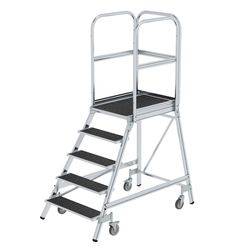 Podesttreppe eins. begehbar mit Federrollen Korundbeschichtung R 13 5 Stufen