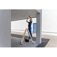 Stufen-Stehleiter beidseitig begehbar Holz Stufen-Stehleiter beidseitig begehbar Holz