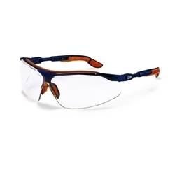 Uvex i-vo Schutzbrille - Kratzfeste und Chemikalienbeständige Bügelbrille - Blau-Orange/Transparent