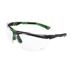 Schutzbrille 5X1 PC klar UV/AS/AF Rahmen Metallgrau/Grün 2C-1.2 U 1 FT K N CE