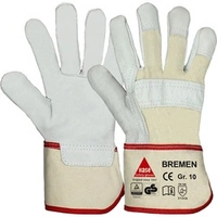 Bremen 5-Fi.-Rindvollederhandschuh Gr.10 natur, Canvasstulpe u. -rücken, CE KAT Bremen 5-Fi.-Rindvollederhandschuh Gr.10 natur, Canvasstulpe u. -rücken, CE KAT