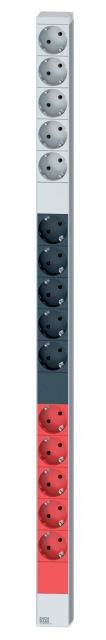 Steckdosenleiste vertikal 15 x Schutzkontakt, 3-phasig, Stecker CEE 16 A rot (691784)