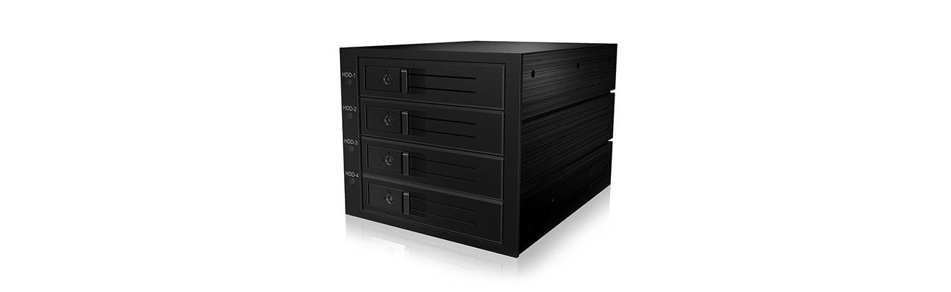 IB-564SSK, Backplane, 4x 3,5" SAS/SATA (I/II/III) HDD in 3x 5,25" Einschübe, Hot Swap, trägerloser HDD Einbau, Dual Host Connector, Lüfter