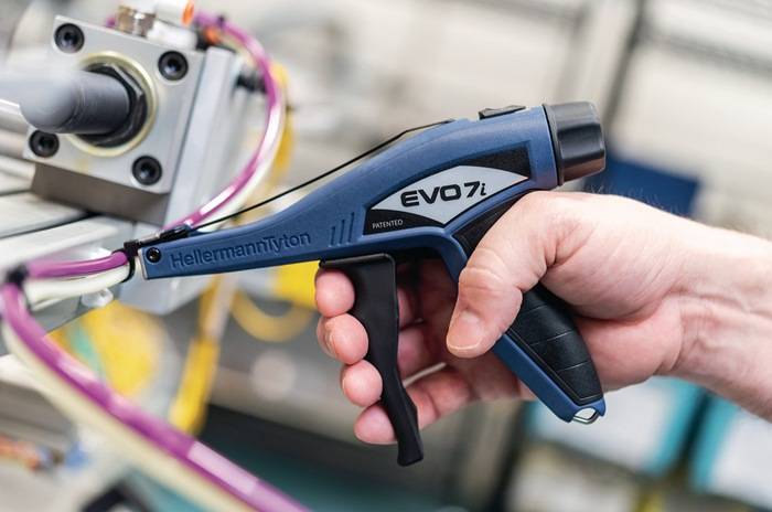 HellermannTyton EVO7i Manuelle Kabelbinderzange mit Kunststoffgehäuse Blau-Schwarz