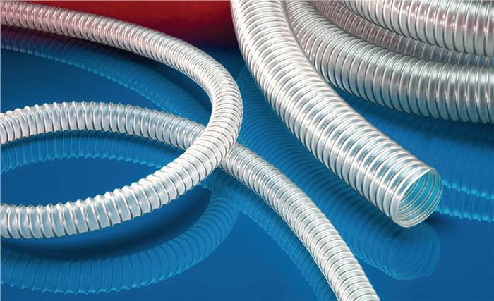 Absaug- u.Förderschl.AIRDUC® PUR-INOX 355 FOOD-AS ID 100mm AD 111mm L.10m Rl.