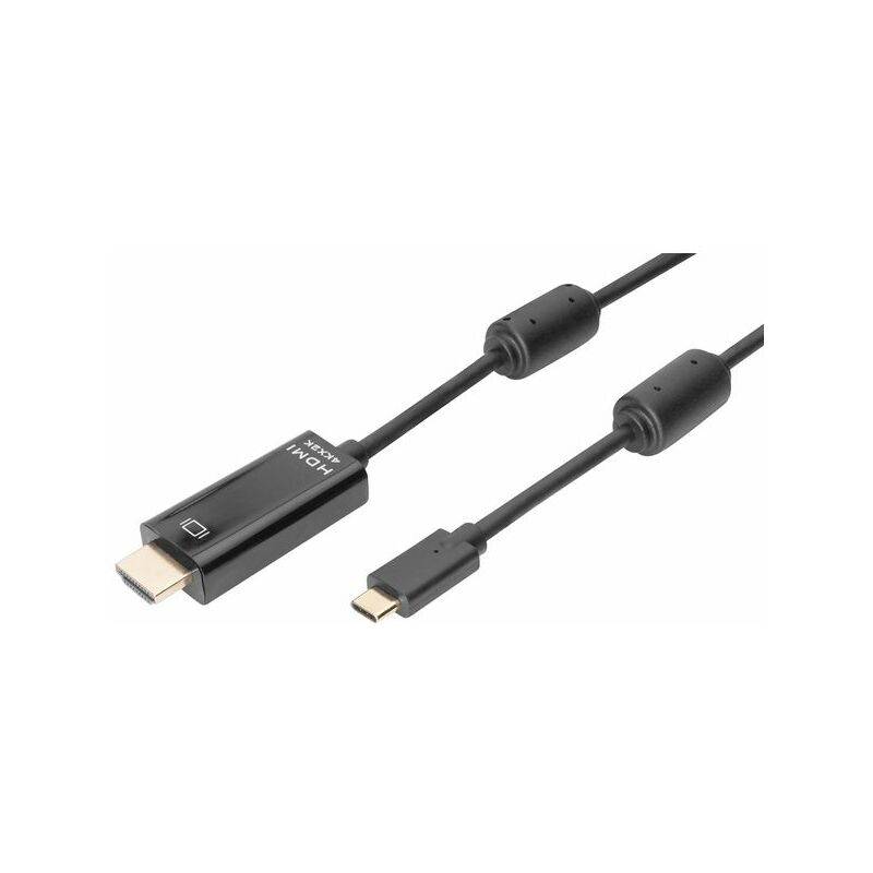 Digitus USB-C® / HDMI Adapterkabel USB-C® Stecker, HDMI-A Stecker 2.00 m Schwarz AK-300330-020-S Geschirmt, doppelt geschirmt USB-C®-Displaykabel