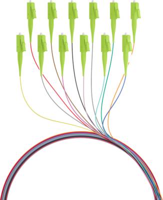 Faserpigtail LC OM5 -- farbiges Set 2m - 12 Stück Glasfaserverkabelung OM5