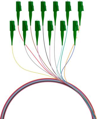Faserpigtail LC/APC OS2 G657A2, farbiges Set 2m - 12 Stück Glasfaserverkabelung Glasfaser Pigtails