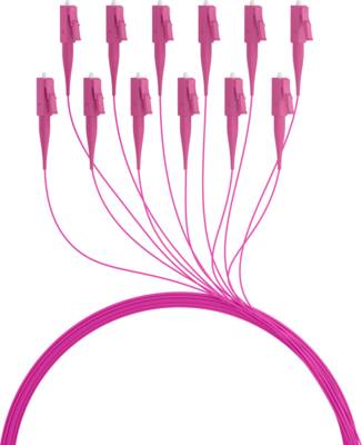 Faserpigtail LC OM4, Erikaviolett 2m - 1 Stück Glasfaserverkabelung Glasfaser Pigtails OM4