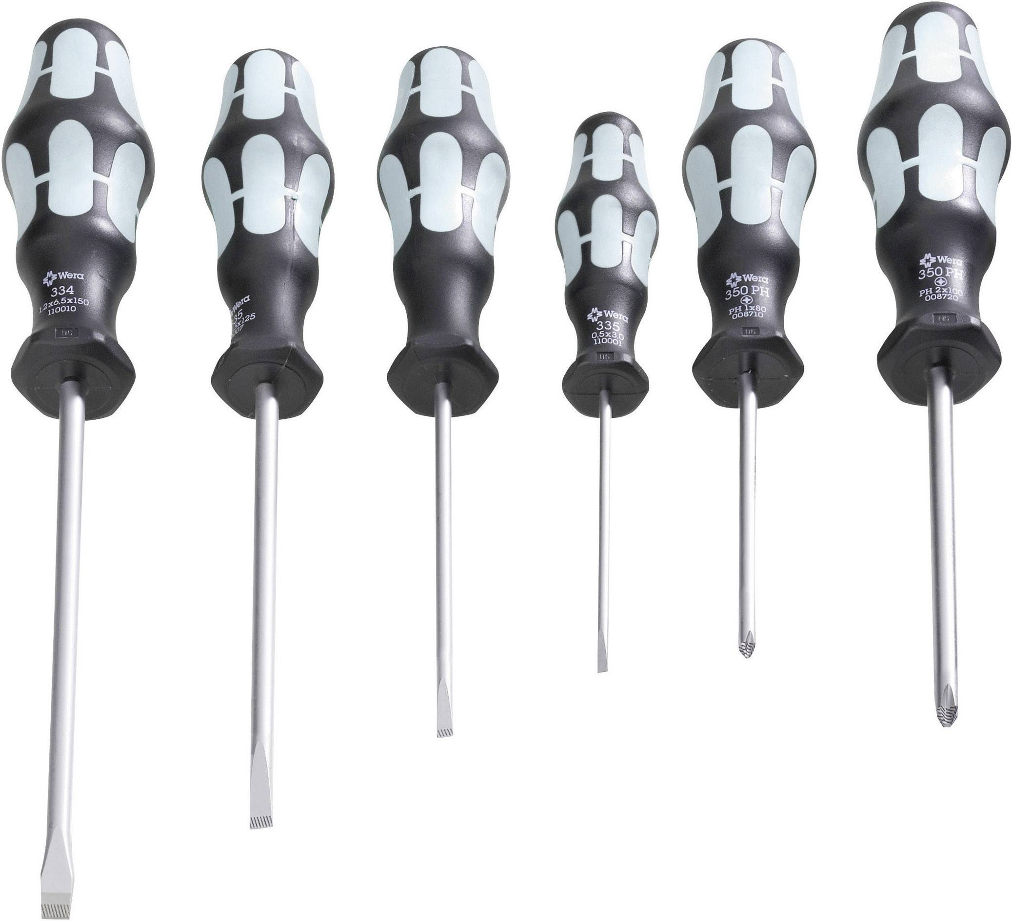 Wera 3334/3355/6 Werkstatt Schraubendreher-Set 6teilig Schlitz, Kreuzschlitz Pozidriv