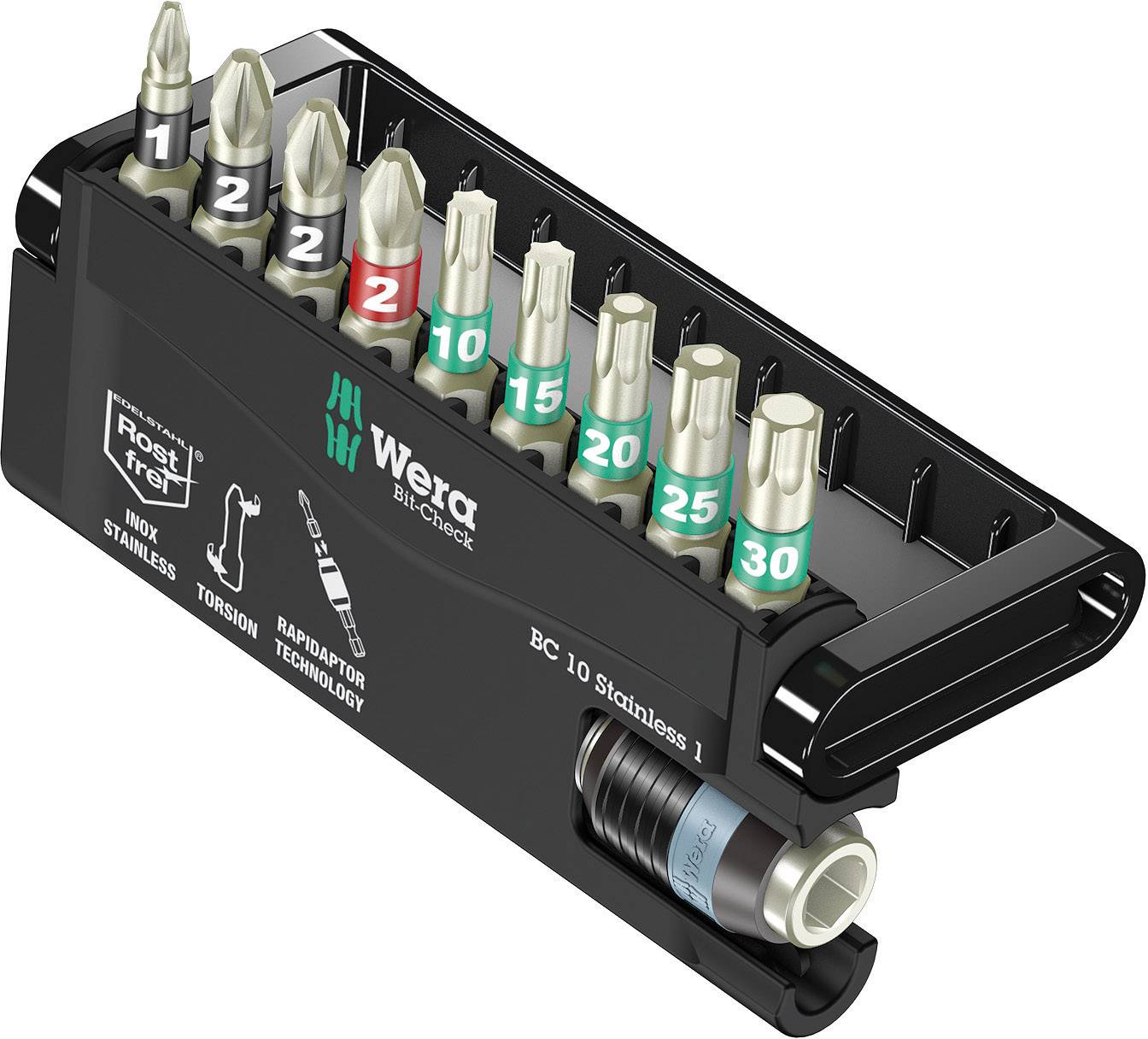 Wera BC 10/9 05071110001 Bit-Set 10teilig Schlitz, Kreuzschlitz Phillips, Kreuzschlitz Pozidriv, Innen-TORX