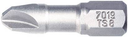 Schraubendreher-Bit, Kreuzschlitz, Metall, mit Gravur '7019 TS8' an der Seite.