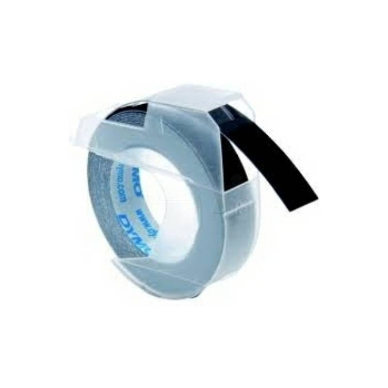 DYMO 3D Prägeband, Schriftband Bandfarbe: Schwarz (transparent) Schriftfarbe: Weiß 9 mm 3 m 520109