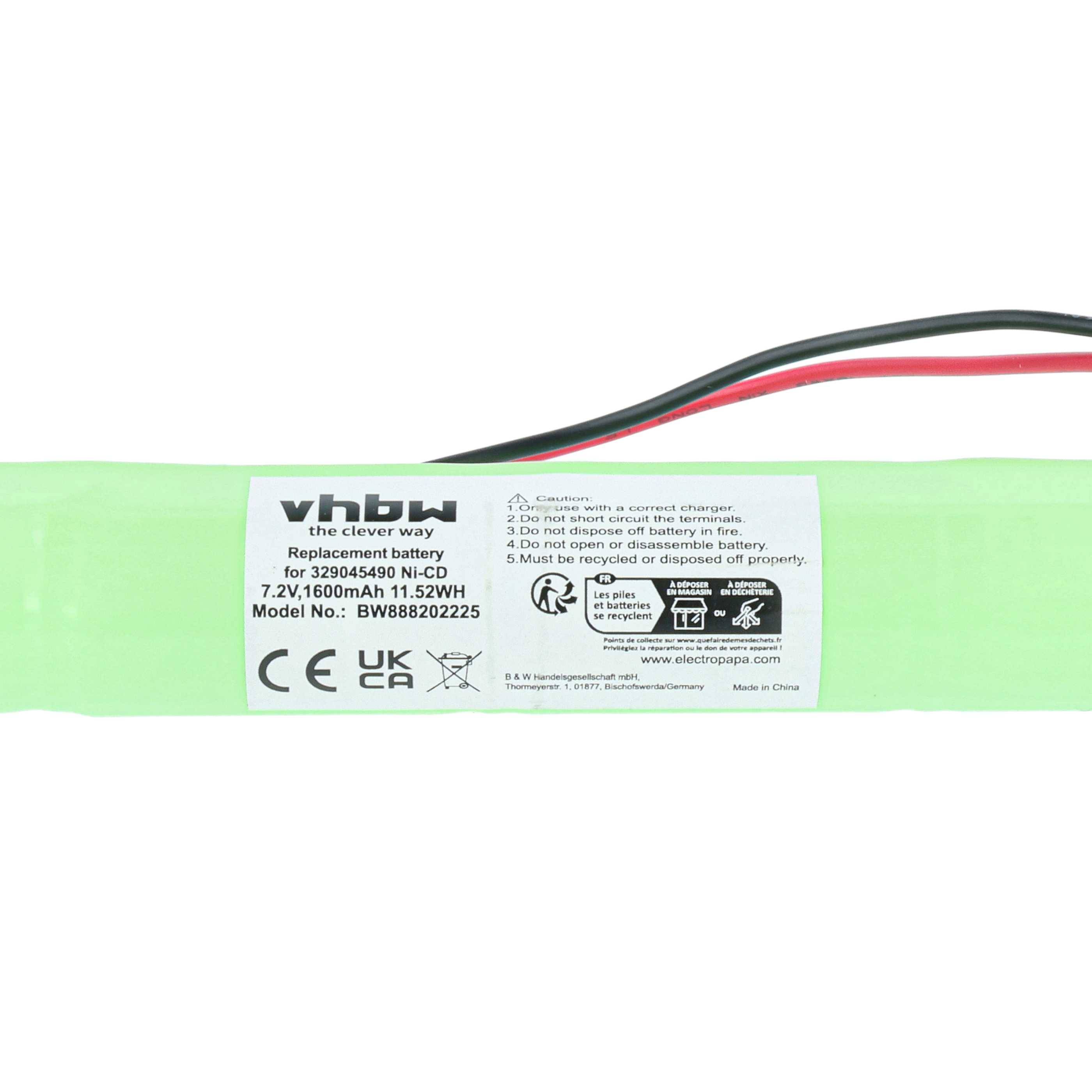 vhbw 2x Akku kompatibel mit BAES OVA TD310632 Fluchtweg, Notfallbeleuchtung (1600 mAh, 7,2 V, NiCd)