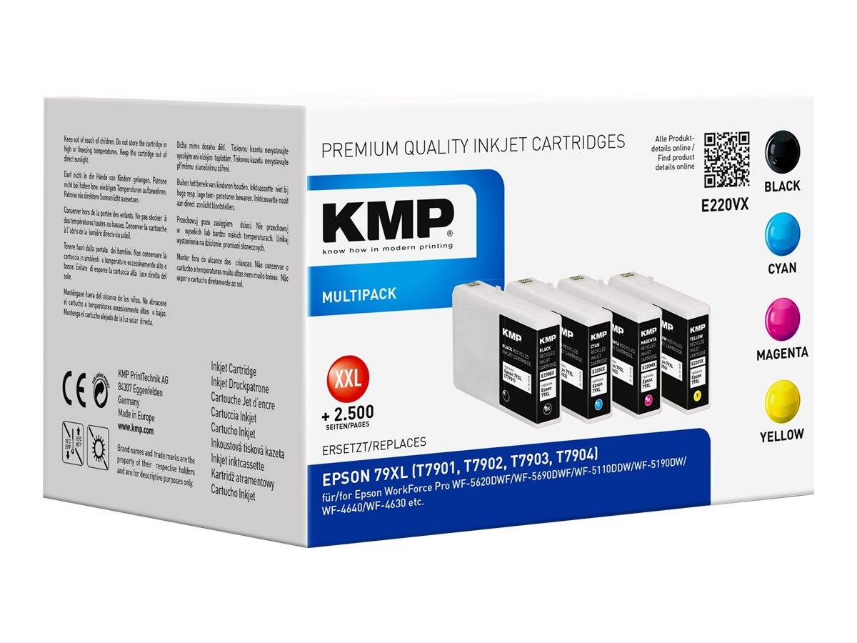 KMP Druckerpatrone ersetzt Epson 79XL, T7901, T7902, T7903, T7904 Kompatibel Kombi-Pack Schwarz, Cyan, Magenta, Gelb E220VX 1628,4005