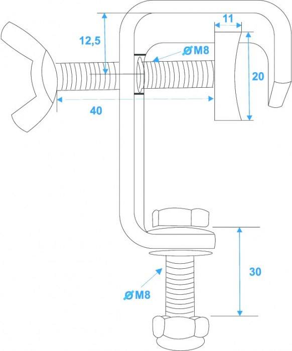 EUROLITE TH-25 Theaterhaken silber